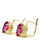 Ruby 14K Yellow gold Earrings Vintage craft vec003y